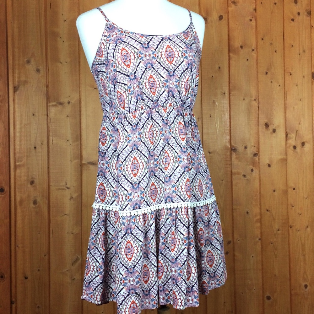 Mossimo Tiered Paisley & Crochet Strap Dress M